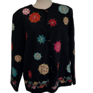 Julia Kim Umbrella Appliqued Jacket Size Large EUC